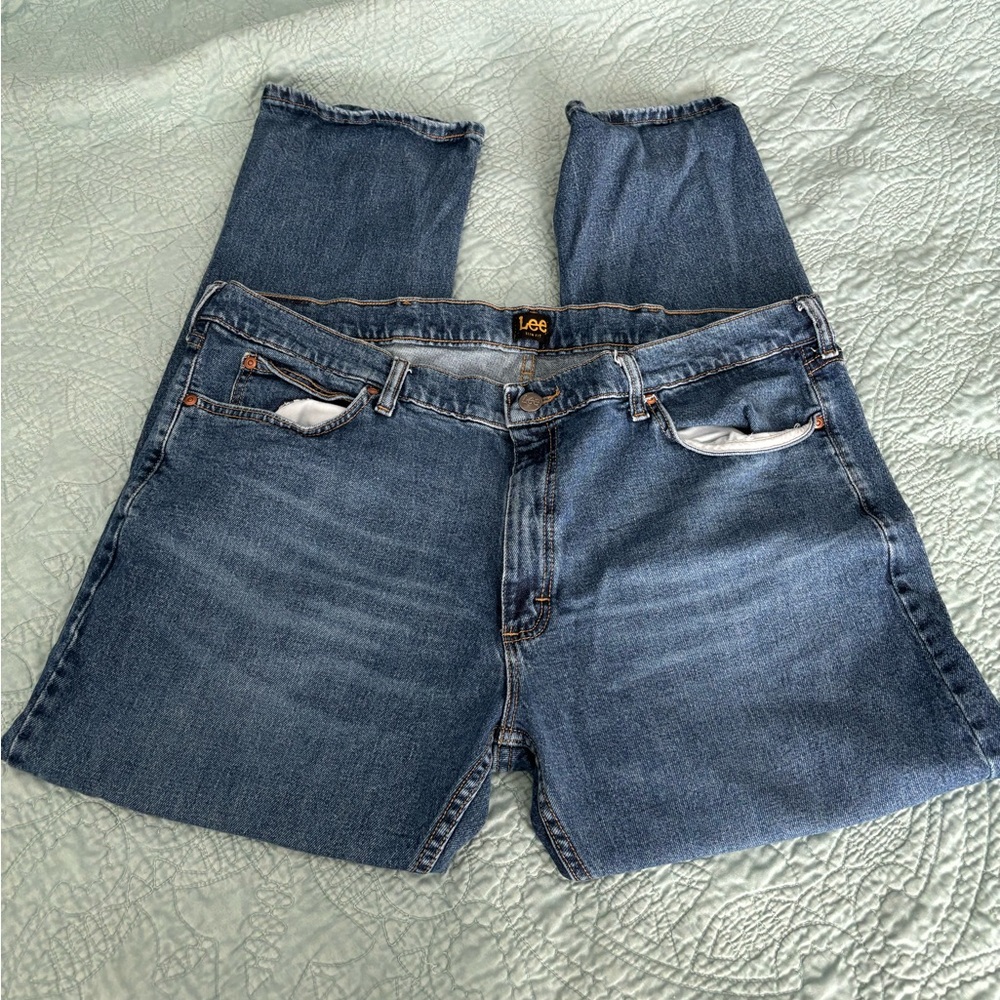 Men’s Lee slim Fit Straight Leg Blue Jeans - Picture 3 of 3